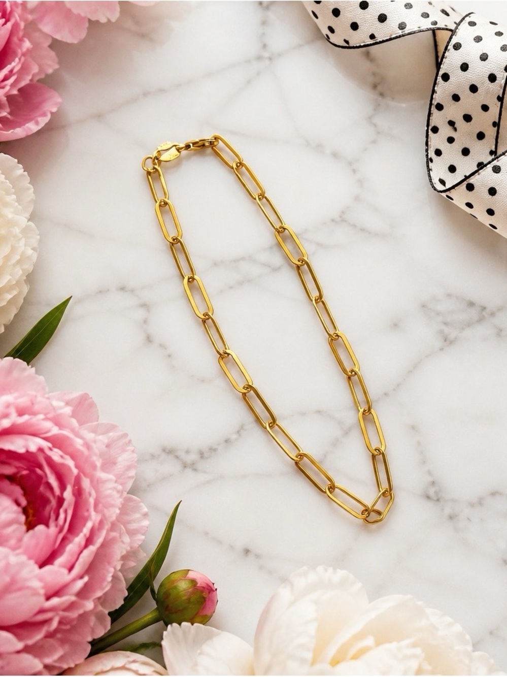 Gold  Over Sterling Silver Paperclip Chain Bracelet